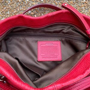 Beautiful Coach Red Calf Leather Hobo Shoulder Bag